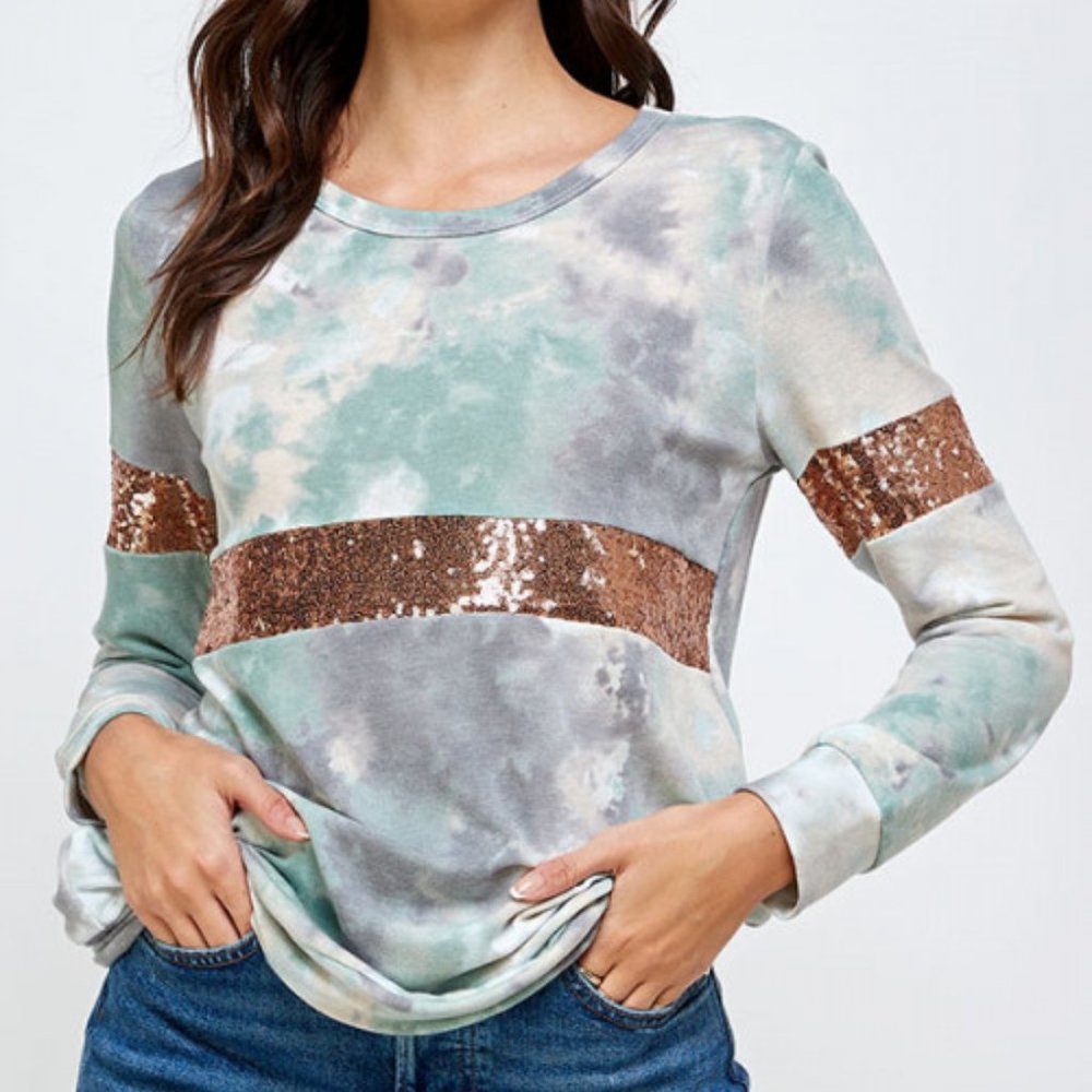 New Junior's Cute Boutique green tie dye top